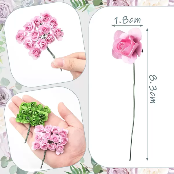 132 Pcs Artificial Mini Rose Fake Mixed Color Paper Flower Handmade Small Flowers for Crafts Miniature Flowers Wedding Bouquet Paper Mini Flowers with Stems for DIY Crafts Scrapbooking Embellishment