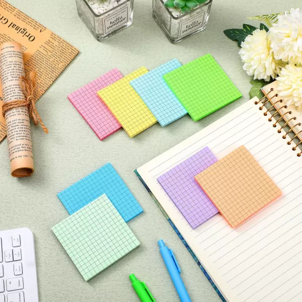 24 Packs Lined Grid Sticky Notes 3 x 3 Inch Post Notes Colorful Sticking Self Stick Notes Power Memo Pads Strong Adhesive Self Stick Note for Gifts School Office Supplies 8 Colors Macaron ColorMacaron Color