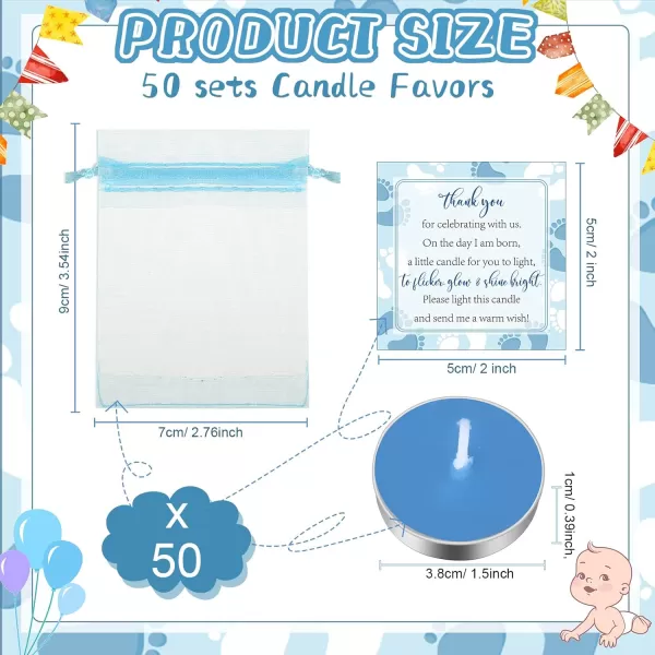 50 Sets Baby Shower Party Favors Including 50 Pcs Unscented Tealight Baby Shower Candles 50 Pcs Gift Bags 50 Pcs Baby Shower Cards for Baby Shower Gender Reveal Party Supplies YellowBlue