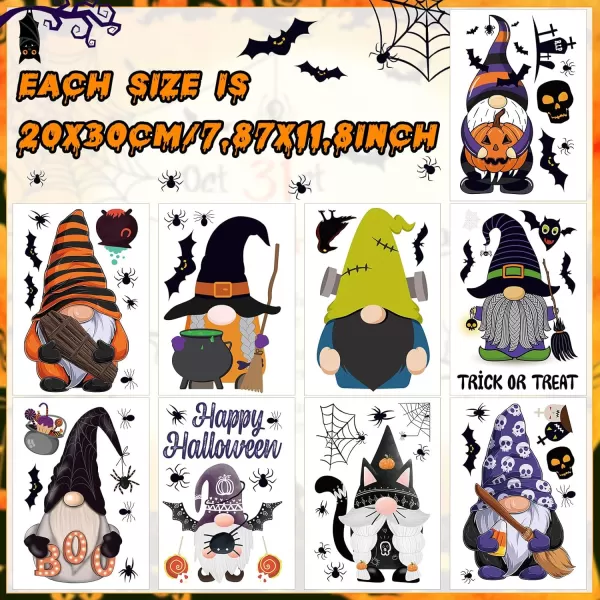 9 Sheets Halloween Gnome Wall Decals Halloween Wall Stickers Gnome Window Clings Bat Elf Faceless Dwarf Stickers for Home Walls Haunted House Halloween Party Decor