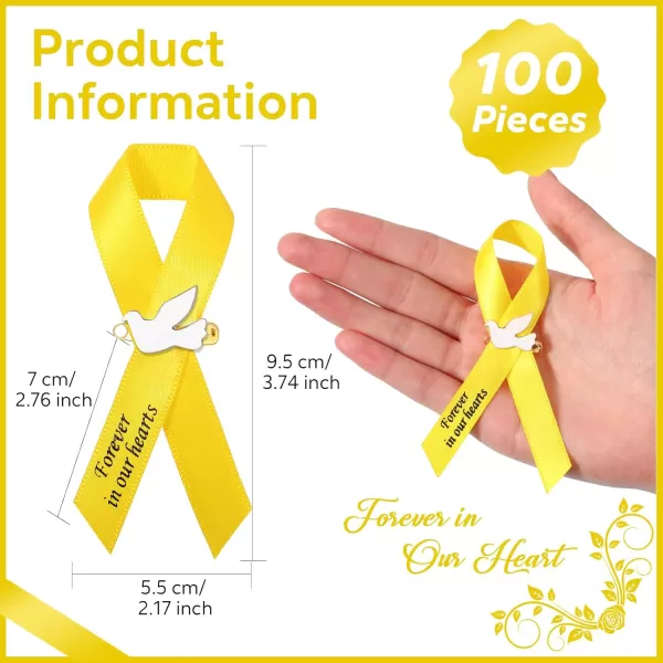 Geosar 100 Pcs Dove Funeral Ribbons Memorial Ribbon Funeral Pins Memorial Service Respect Personalized Ribbon Bow with Safety Pins and White Dove for Mourning Remembrance Day Funeral Event GreenYellow