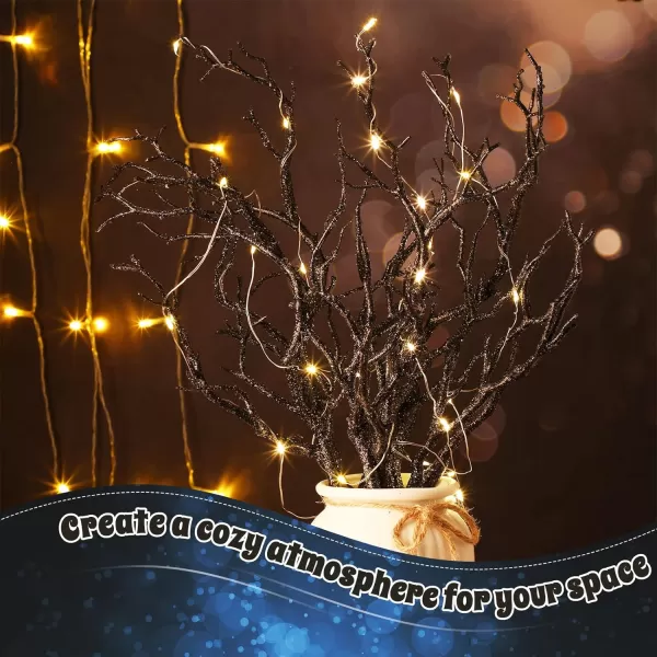 Geosar 138 Inch Small Manzanita Branches Plastic Faux Branches Artificial Antler Shaped Tree Branch Decorative Plant Twigs for Home Wedding Table Centerpiece Festival DecorsWhite20 PiecesGlitter Black