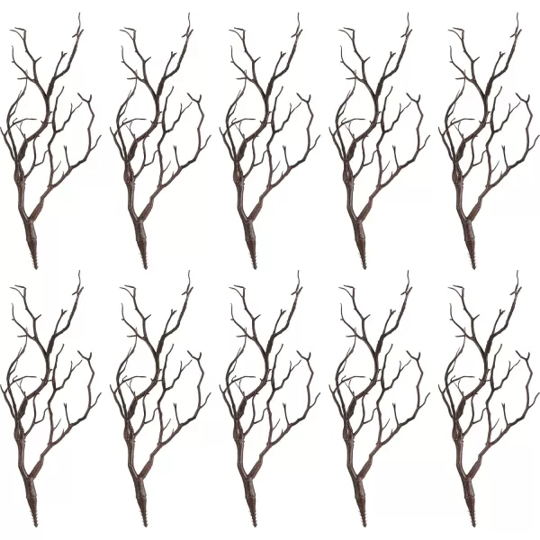 Geosar 138 Inch Small Manzanita Branches Plastic Faux Branches Artificial Antler Shaped Tree Branch Decorative Plant Twigs for Home Wedding Table Centerpiece Festival DecorsWhite20 PiecesDark Brown