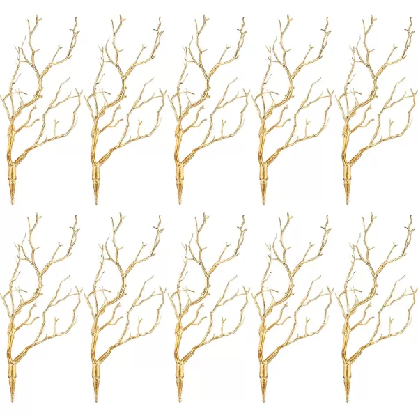 Geosar 138 Inch Small Manzanita Branches Plastic Faux Branches Artificial Antler Shaped Tree Branch Decorative Plant Twigs for Home Wedding Table Centerpiece Festival DecorsWhite20 PiecesGold