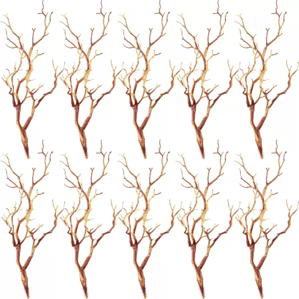 Geosar 138 Inch Small Manzanita Branches Plastic Faux Branches Artificial Antler Shaped Tree Branch Decorative Plant Twigs for Home Wedding Table Centerpiece Festival DecorsWhite20 PiecesLight Brown