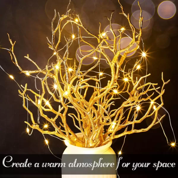 Geosar 138 Inch Small Manzanita Branches Plastic Faux Branches Artificial Antler Shaped Tree Branch Decorative Plant Twigs for Home Wedding Table Centerpiece Festival DecorsWhite20 PiecesGlitter Gold