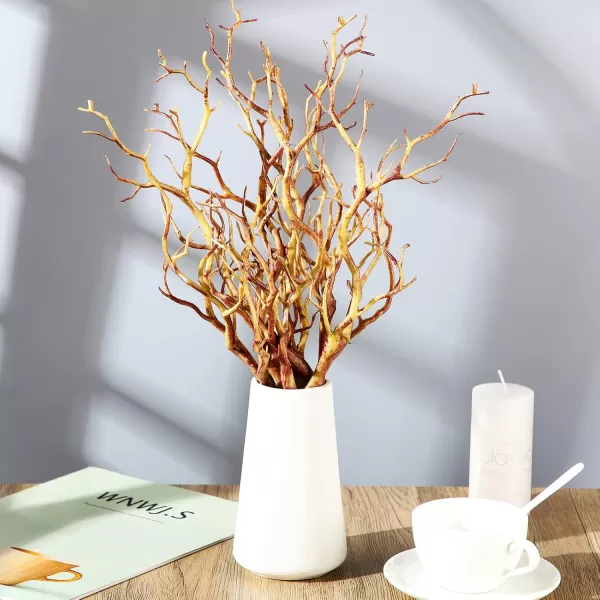 Geosar 138 Inch Small Manzanita Branches Plastic Faux Branches Artificial Antler Shaped Tree Branch Decorative Plant Twigs for Home Wedding Table Centerpiece Festival DecorsWhite20 PiecesLight Brown