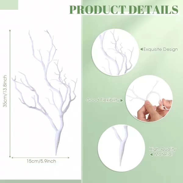 Geosar 138 Inch Small Manzanita Branches Plastic Faux Branches Artificial Antler Shaped Tree Branch Decorative Plant Twigs for Home Wedding Table Centerpiece Festival DecorsWhite20 PiecesWhite