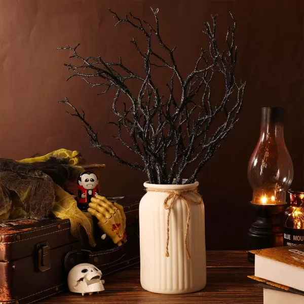 Geosar 138 Inch Small Manzanita Branches Plastic Faux Branches Artificial Antler Shaped Tree Branch Decorative Plant Twigs for Home Wedding Table Centerpiece Festival DecorsWhite20 PiecesGlitter Black