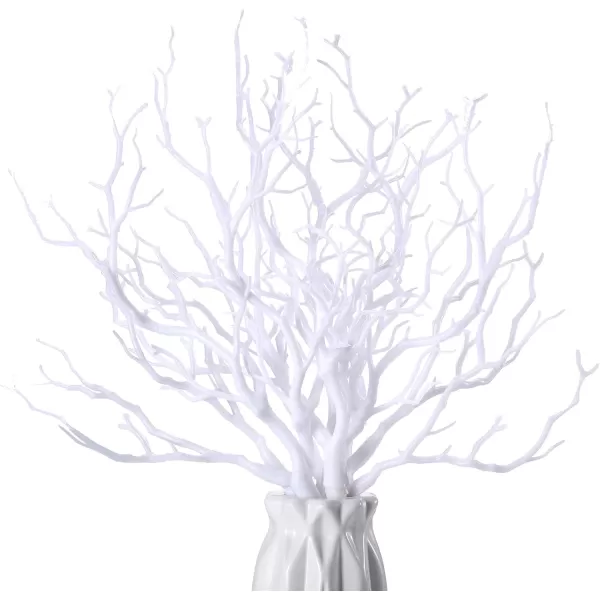 Geosar 138 Inch Small Manzanita Branches Plastic Faux Branches Artificial Antler Shaped Tree Branch Decorative Plant Twigs for Home Wedding Table Centerpiece Festival DecorsWhite20 PiecesWhite