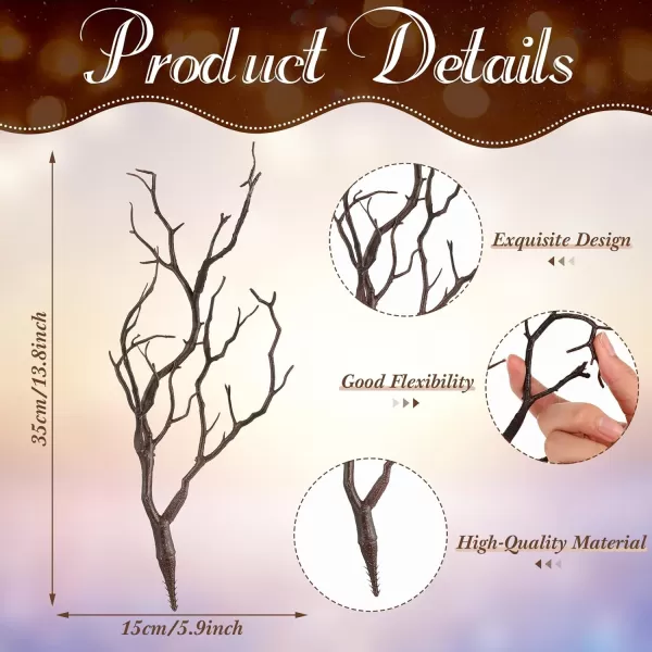 Geosar 138 Inch Small Manzanita Branches Plastic Faux Branches Artificial Antler Shaped Tree Branch Decorative Plant Twigs for Home Wedding Table Centerpiece Festival DecorsWhite20 PiecesDark Brown