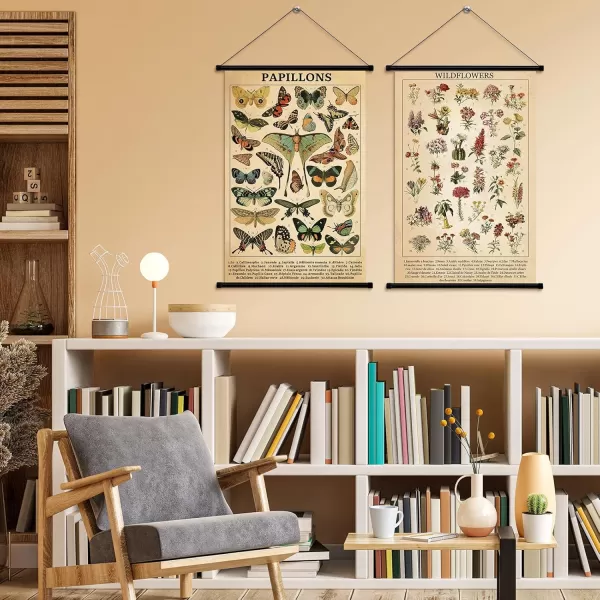 Geosar 2 Pcs Vintage Poster Fungus Art Prints Rustic Wall Hanging Illustrative Reference Chart Poster for Living Room Office Bedroom Decor Frame 1535 x 2362 InchesButterfly