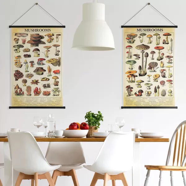 Geosar 2 Pcs Vintage Poster Fungus Art Prints Rustic Wall Hanging Illustrative Reference Chart Poster for Living Room Office Bedroom Decor Frame 1535 x 2362 InchesMushroom