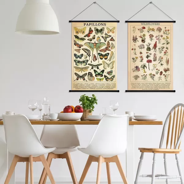 Geosar 2 Pcs Vintage Poster Fungus Art Prints Rustic Wall Hanging Illustrative Reference Chart Poster for Living Room Office Bedroom Decor Frame 1535 x 2362 InchesButterfly