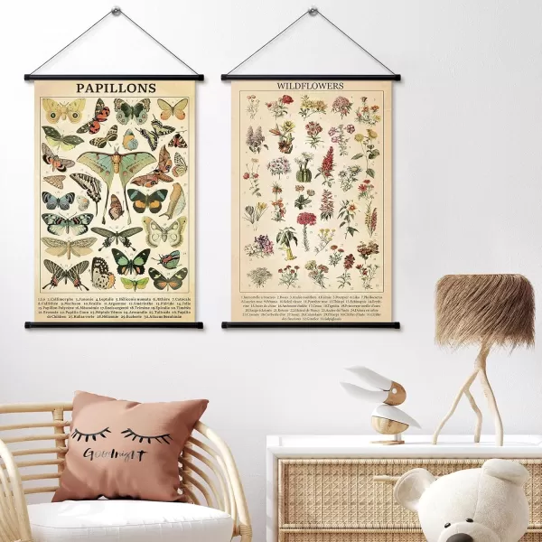 Geosar 2 Pcs Vintage Poster Fungus Art Prints Rustic Wall Hanging Illustrative Reference Chart Poster for Living Room Office Bedroom Decor Frame 1535 x 2362 InchesButterfly