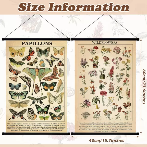 Geosar 2 Pcs Vintage Poster Fungus Art Prints Rustic Wall Hanging Illustrative Reference Chart Poster for Living Room Office Bedroom Decor Frame 1535 x 2362 InchesButterfly