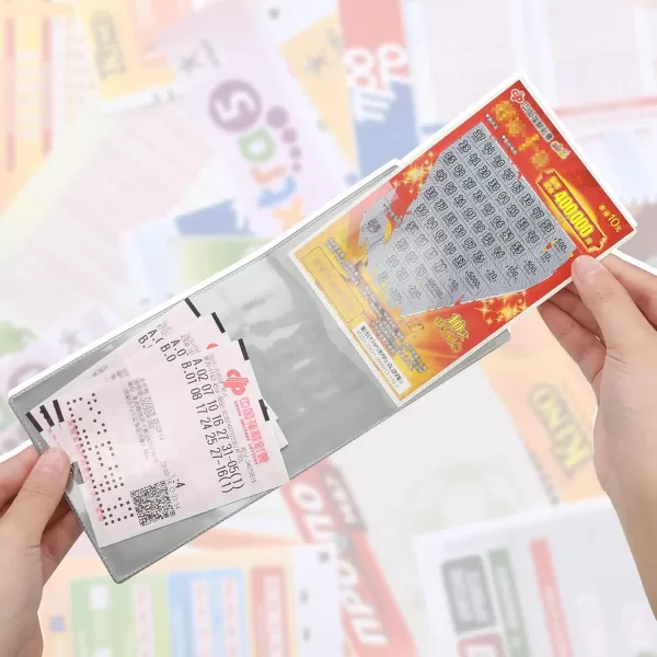 Geosar 5 Pcs Lottery Ticket Holders 43 x 945 Inches Assorted Colored Ticket Topload Holder Lottery Ticket Holders for Tickets Home Office Supplies