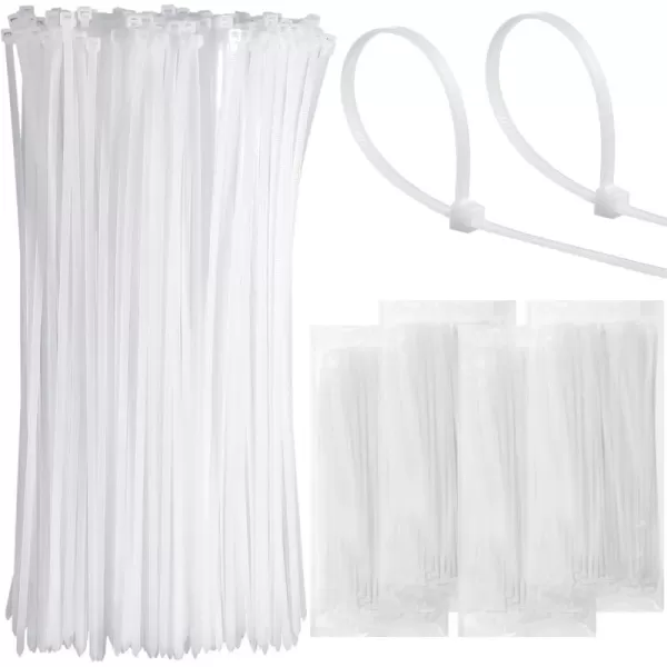 1000 Pcs 14quot Zip Ties Heavy Duty Plastic Zip Wire Ties 49 lb Tensile Strength UV Resistant Cable Ties Self Locking Tie Wraps for Indoor and Outdoor WhiteWhite