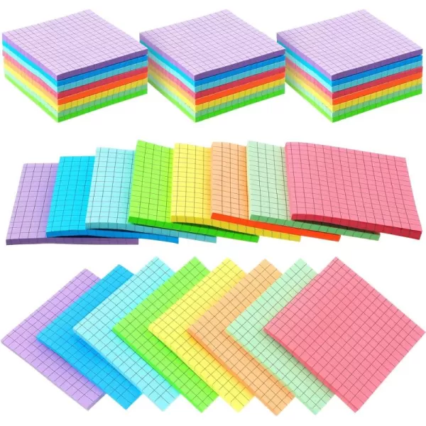 24 Packs Lined Grid Sticky Notes 3 x 3 Inch Post Notes Colorful Sticking Self Stick Notes Power Memo Pads Strong Adhesive Self Stick Note for Gifts School Office Supplies 8 Colors Macaron ColorMacaron Color