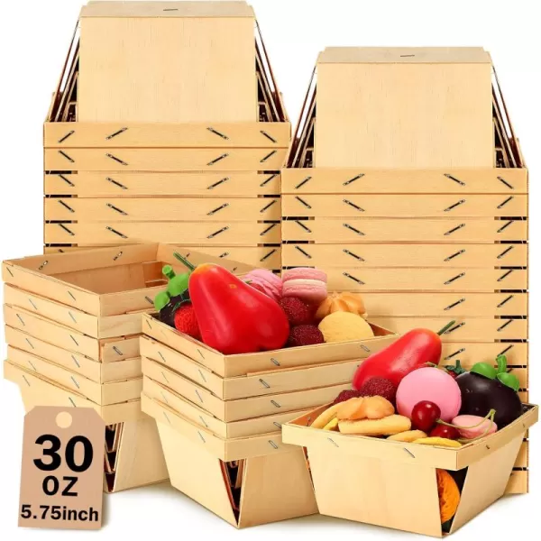 30 Pcs One Quart Wooden Berry Baskets Bulk 575 Inch Square Vented Wood Boxes Empty Wooden Baskets for Easter Gifts Picking Fruit Arts Crafts and Decor Original Wood ColorOriginal Wood Color