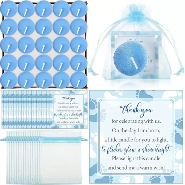 50 Sets Baby Shower Party Favors Including 50 Pcs Unscented Tealight Baby Shower Candles 50 Pcs Gift Bags 50 Pcs Baby Shower Cards for Baby Shower Gender Reveal Party Supplies YellowBlue