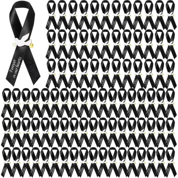 Geosar 100 Pcs Dove Funeral Ribbons Memorial Ribbon Funeral Pins Memorial Service Respect Personalized Ribbon Bow with Safety Pins and White Dove for Mourning Remembrance Day Funeral Event GreenBlack