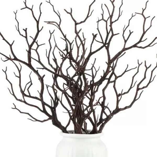 Geosar 138 Inch Small Manzanita Branches Plastic Faux Branches Artificial Antler Shaped Tree Branch Decorative Plant Twigs for Home Wedding Table Centerpiece Festival DecorsWhite20 PiecesDark Brown