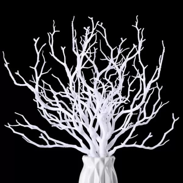 Geosar 138 Inch Small Manzanita Branches Plastic Faux Branches Artificial Antler Shaped Tree Branch Decorative Plant Twigs for Home Wedding Table Centerpiece Festival DecorsWhite20 PiecesWhite