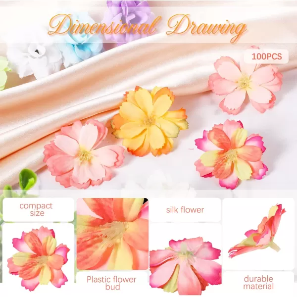 image100 Pcs Faux Flower Heads Artificial Mini Silk Flowers Fake Daisy Peony Fabric Flower Heads MultiColor Faux Flower DIY Craft Accessory for Wedding Party Home Garden 45 Cm 2 cm Vivid Style