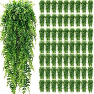 imageGeosar Artificial Hanging Plants 32 Inch Hanging Boston Ferns Plastic Fake Plants for Wall Room Garden Wedding Garland Indoor Outdoor Decoration No Basket56 Pcs64