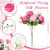 imageGeosar 8 Bundles Artificial Peonies Silk Flowers Fake Peony Bouquet Faux Peonies Flowers Bulk for Decoration Vase Florals Arrangements Wedding Home Party Table BlueBright Color