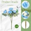 imageGeosar 8 Bundles Artificial Peonies Silk Flowers Fake Peony Bouquet Faux Peonies Flowers Bulk for Decoration Vase Florals Arrangements Wedding Home Party Table BlueBlue  White