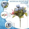 imageGeosar 8 Bundles Artificial Peonies Silk Flowers Fake Peony Bouquet Faux Peonies Flowers Bulk for Decoration Vase Florals Arrangements Wedding Home Party Table BlueBlue
