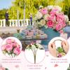 imageGeosar 8 Bundles Artificial Peonies Silk Flowers Fake Peony Bouquet Faux Peonies Flowers Bulk for Decoration Vase Florals Arrangements Wedding Home Party Table BluePink  Champagne