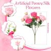 imageGeosar Artificial Peonies Silk Flowers Fake Peony Bouquet Faux Peonies Flowers Bulk for Decoration Vase Florals Arrangements Wedding Home Party TableRose Pink Light PinkRose Pink  Light Pink