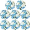 imageGeosar 8 Bundles Artificial Peonies Silk Flowers Fake Peony Bouquet Faux Peonies Flowers Bulk for Decoration Vase Florals Arrangements Wedding Home Party Table BlueBlue  White