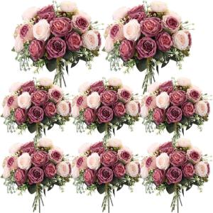 imageGeosar Artificial Peonies Silk Flowers Fake Peony Bouquet Faux Peonies Flowers Bulk for Decoration Vase Florals Arrangements Wedding Home Party TableRose Pink Light PinkDusty Pink  Dusty Rose