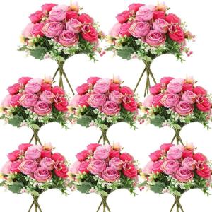 imageGeosar Artificial Peonies Silk Flowers Fake Peony Bouquet Faux Peonies Flowers Bulk for Decoration Vase Florals Arrangements Wedding Home Party TableRose Pink Light PinkRose Pink  Light Pink