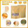 imageGeosar 300 Pcs Kraft Bags with Window 8 x 12 Inch Stand Kraft Pouches Bulk Zipper Paper Pouches Food Storage Reusable Heat Sealable Bags for Packaging Home Business8 x 12 inch