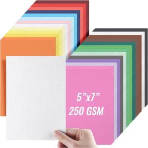 imageGeosar 50 Sheet Linen Cardstock Invitation Cardstock Heavyweight Printer Paper 92lb 250gsm Index Cards for Printer Cover Postcards Blank Flash Note Greeting BeigeColorful