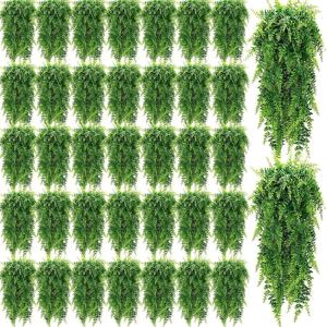 imageGeosar 72 Pcs Artificial Hanging Plants 32 Inch Hanging Boston Ferns Plastic Fake Plants for Wall Room Garden Wedding Garland Indoor Outdoor Decoration No Basket104