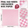 imageGeosar 100 Pcs Gingham Party Supply Disposable Paper Food Tray Bulk Disposable Food Boat with Checkered Wax Paper Sheet Checkered Wrapping supply for Carnival Picnic Birthday Party RedPink