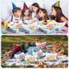 imageGeosar 100 Pcs Gingham Party Supply Disposable Paper Food Tray Bulk Disposable Food Boat with Checkered Wax Paper Sheet Checkered Wrapping supply for Carnival Picnic Birthday Party RedLight Blue