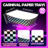 imageGeosar 100 Pcs Gingham Party Supply Disposable Paper Food Tray Bulk Disposable Food Boat with Checkered Wax Paper Sheet Checkered Wrapping supply for Carnival Picnic Birthday Party RedIridescent