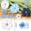 imageGeosar 120 Pcs Small Flowers for Crafts Mini Faux Flowers Artificial Silk Fabric Floral Arrangement Decorations for DIY Wreath Bouquets Wedding Bridal Baby Shower Home DecorPurpleCoquette StyleBlue