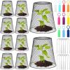 imageGeosar 20 Pcs 9 inch Chicken Wire Cloche Plant Protector Cover Metal Garden Cloche Dome for Plants Chicken Wire Protection Basket with Garden Stakes for Avoiding Rabbit Bird Small Animals Eat BlackBlack