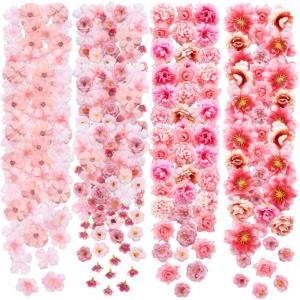 imageGeosar 120 Pcs Small Flowers for Crafts Mini Faux Flowers Artificial Silk Fabric Floral Arrangement Decorations for DIY Wreath Bouquets Wedding Bridal Baby Shower Home DecorPurpleCoquette StylePink