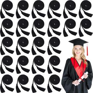 imageGeosar 48 Pcs Graduation Cords Honor Cords with Tassel for Bachelor Master Doctor Graduation Ceremonies Blue and WhiteBlack