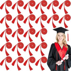 imageGeosar 48 Pcs Graduation Cords Honor Cords with Tassel for Bachelor Master Doctor Graduation Ceremonies Blue and WhiteRed