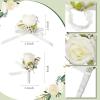 imageGeosar 20 Pcs Wedding Corsage and Boutonniere Set Homecoming Artificial Corsage Wristlet and Boutonniere for Men Women Bride Bridesmaid Wedding Flowers Accessories Prom Suit Decorations White